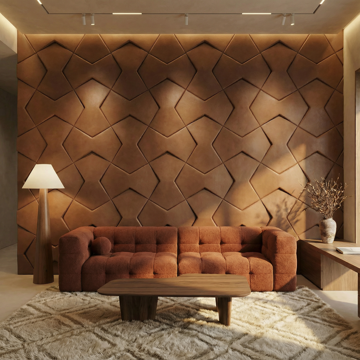 Bowtie Geometric 3D Leather Wall Panel