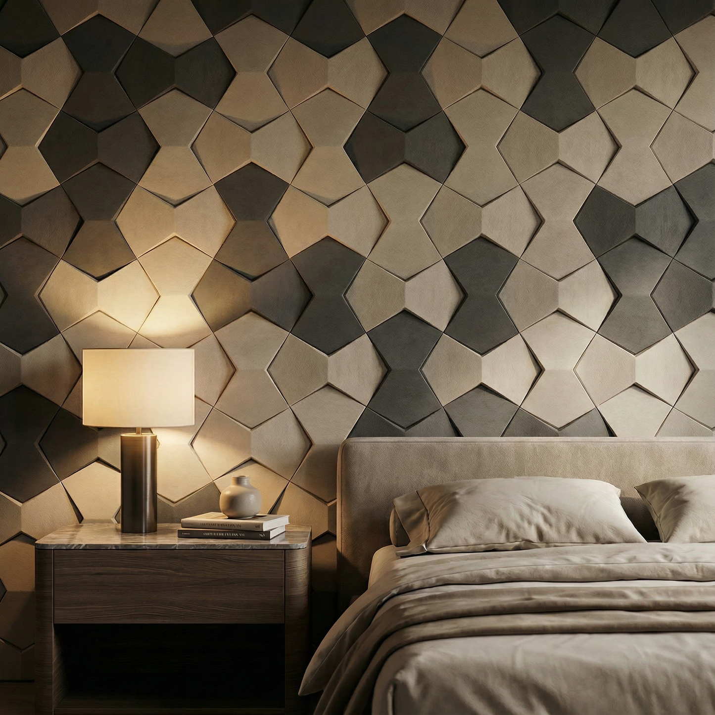 Bowtie Geometric 3D Leather Wall Panel