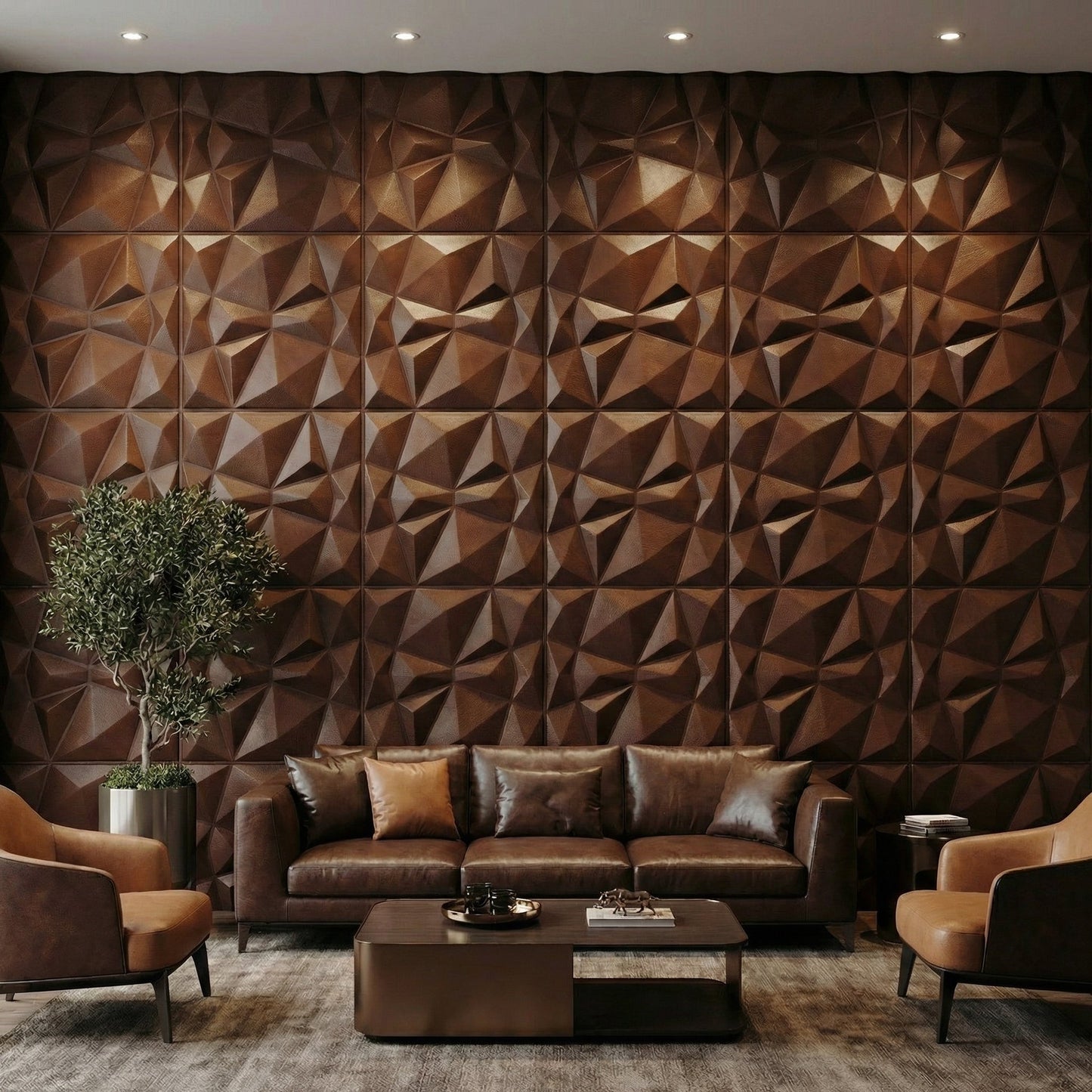 Diamond Fever Square 3D Leather Wall Panel