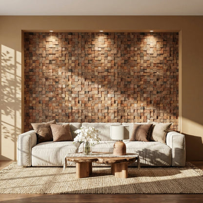 Rubix 3D Wood Wall Panel - Brown Tones (Set of 4 or 12)