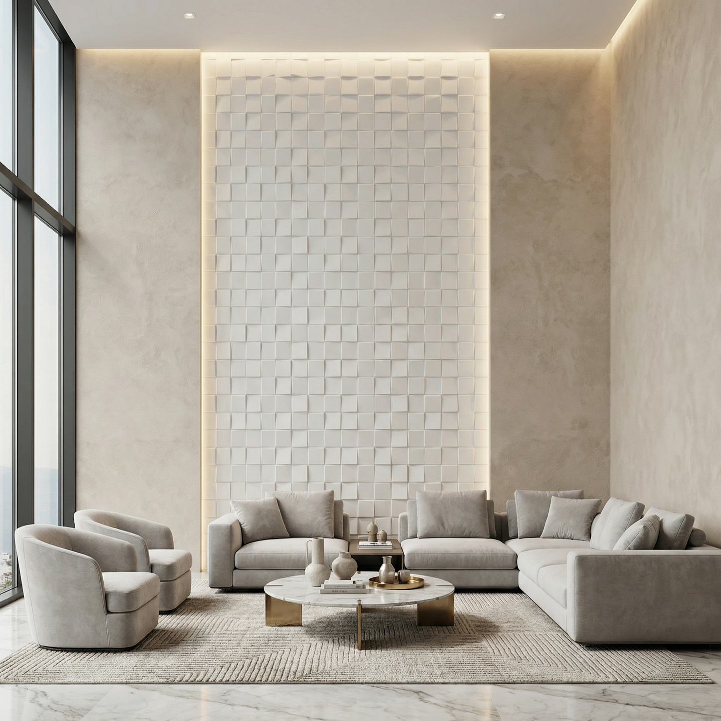 Ubiquitous Square 3D Leather Wall Panel