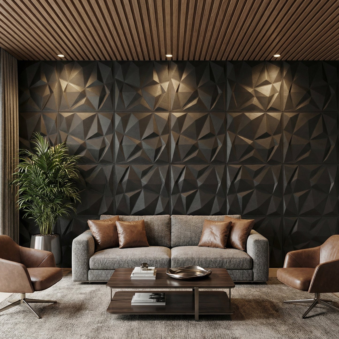 Diamond Fever Square 3D Leather Wall Panel