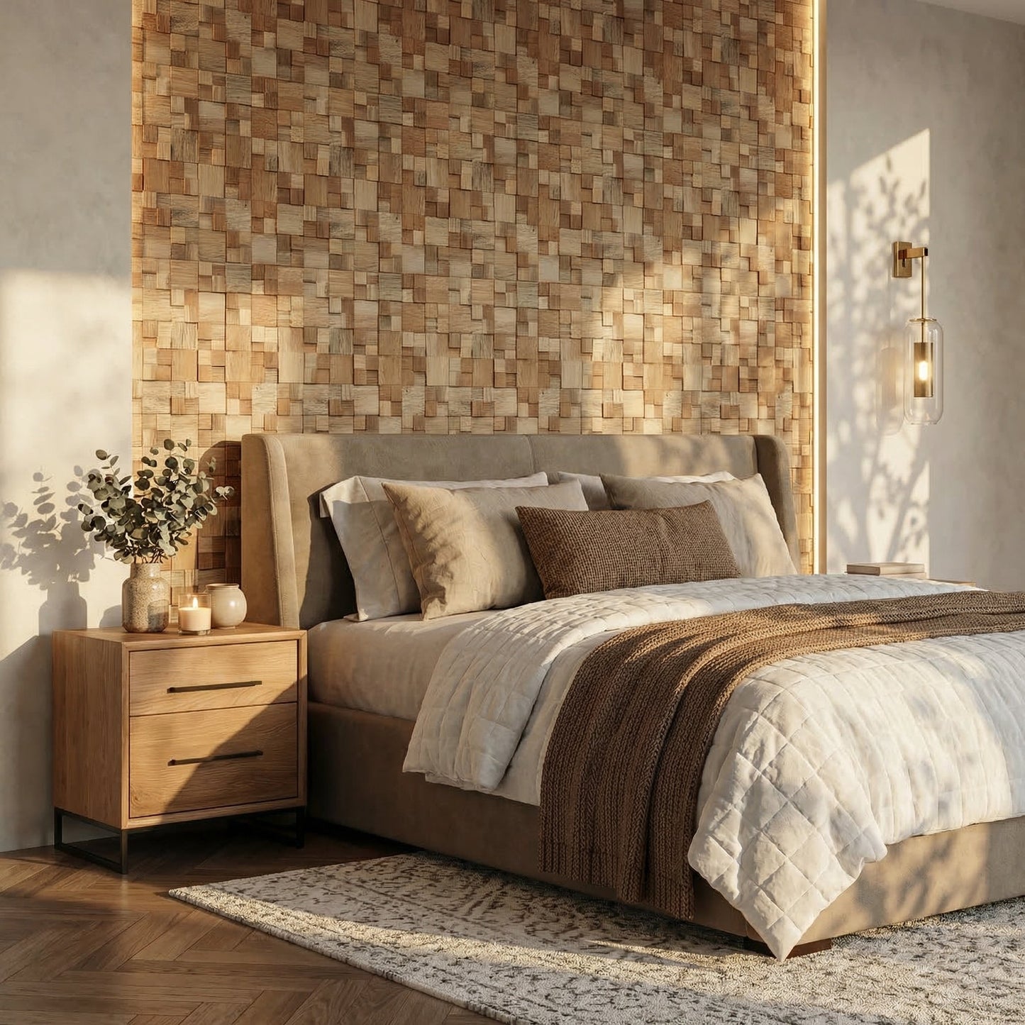 Cubbyhole Wood Mosaic Wall Panel