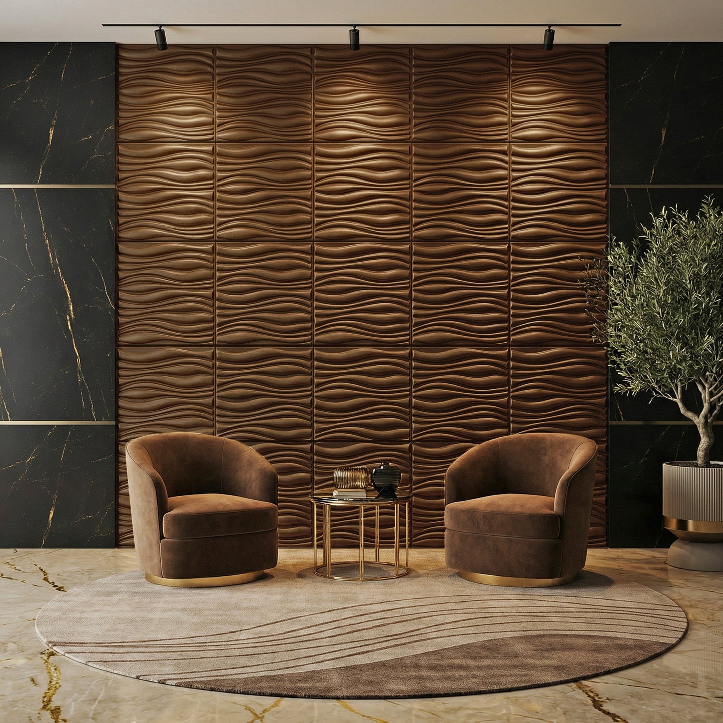 Gnarly Square 3D Leather Wall Panel