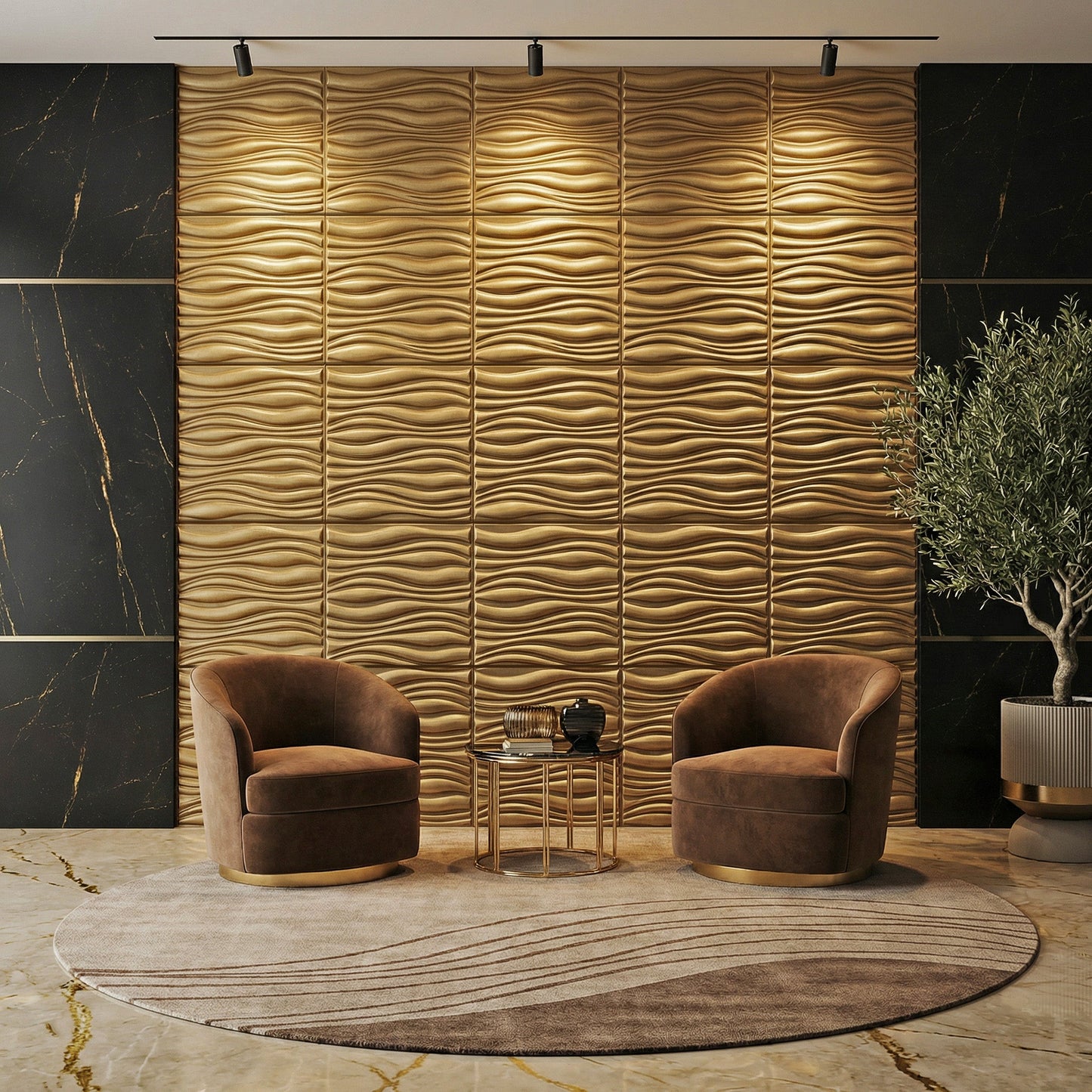 Gnarly Square 3D Leather Wall Panel