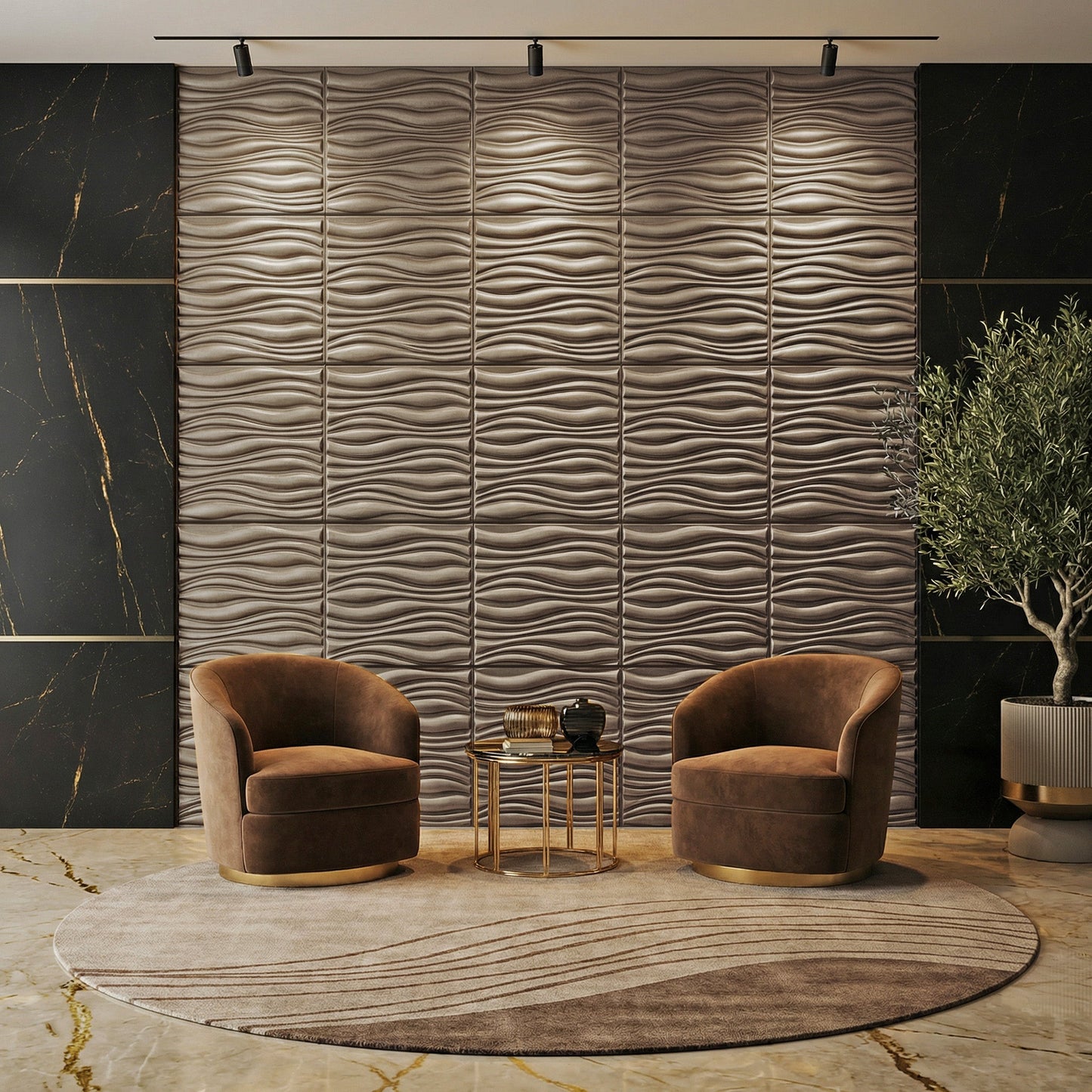 Gnarly Square 3D Leather Wall Panel