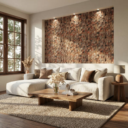 Rubix 3D Wood Wall Panel - Brown Tones (Set of 4 or 12)