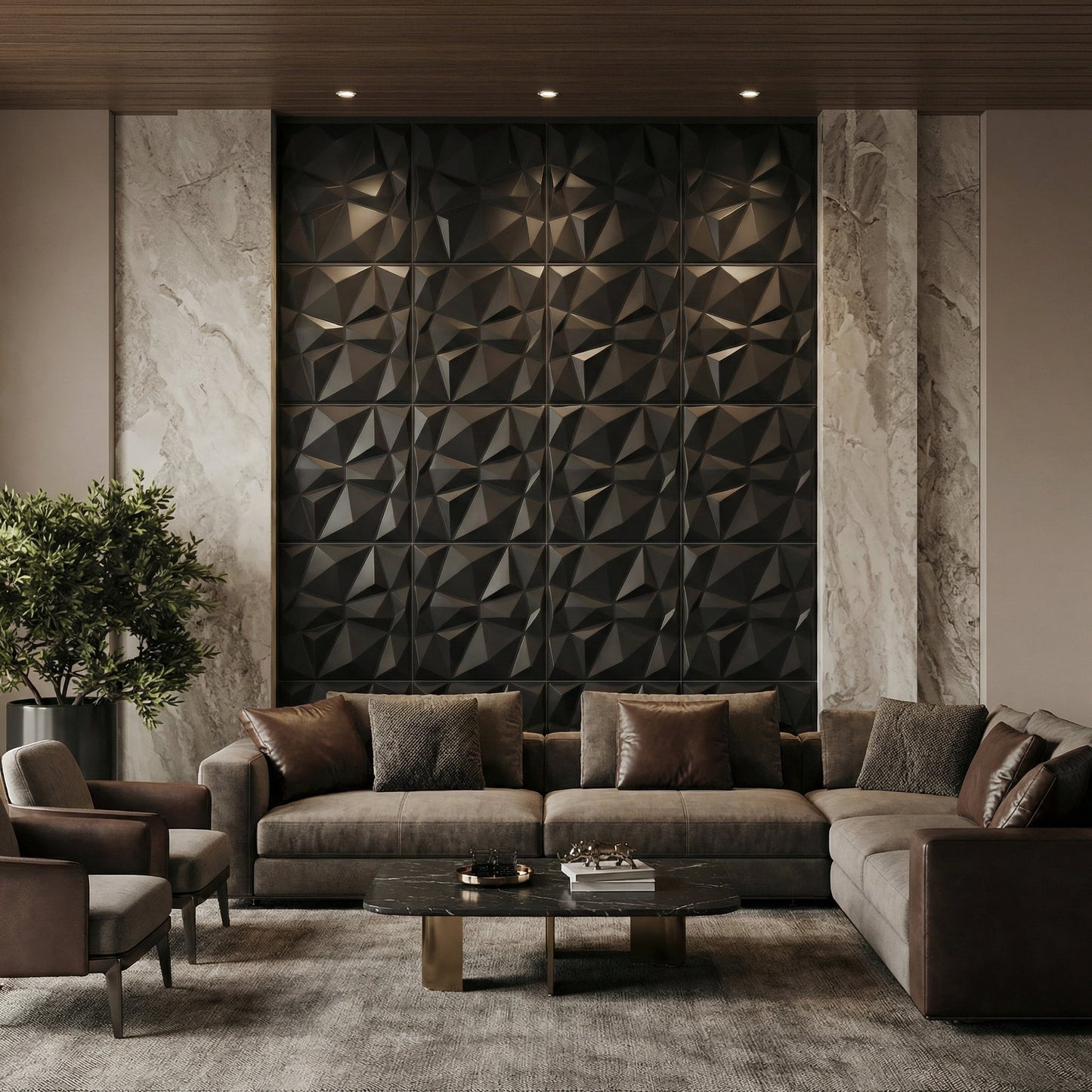 Diamond Fever Square 3D Leather Wall Panel