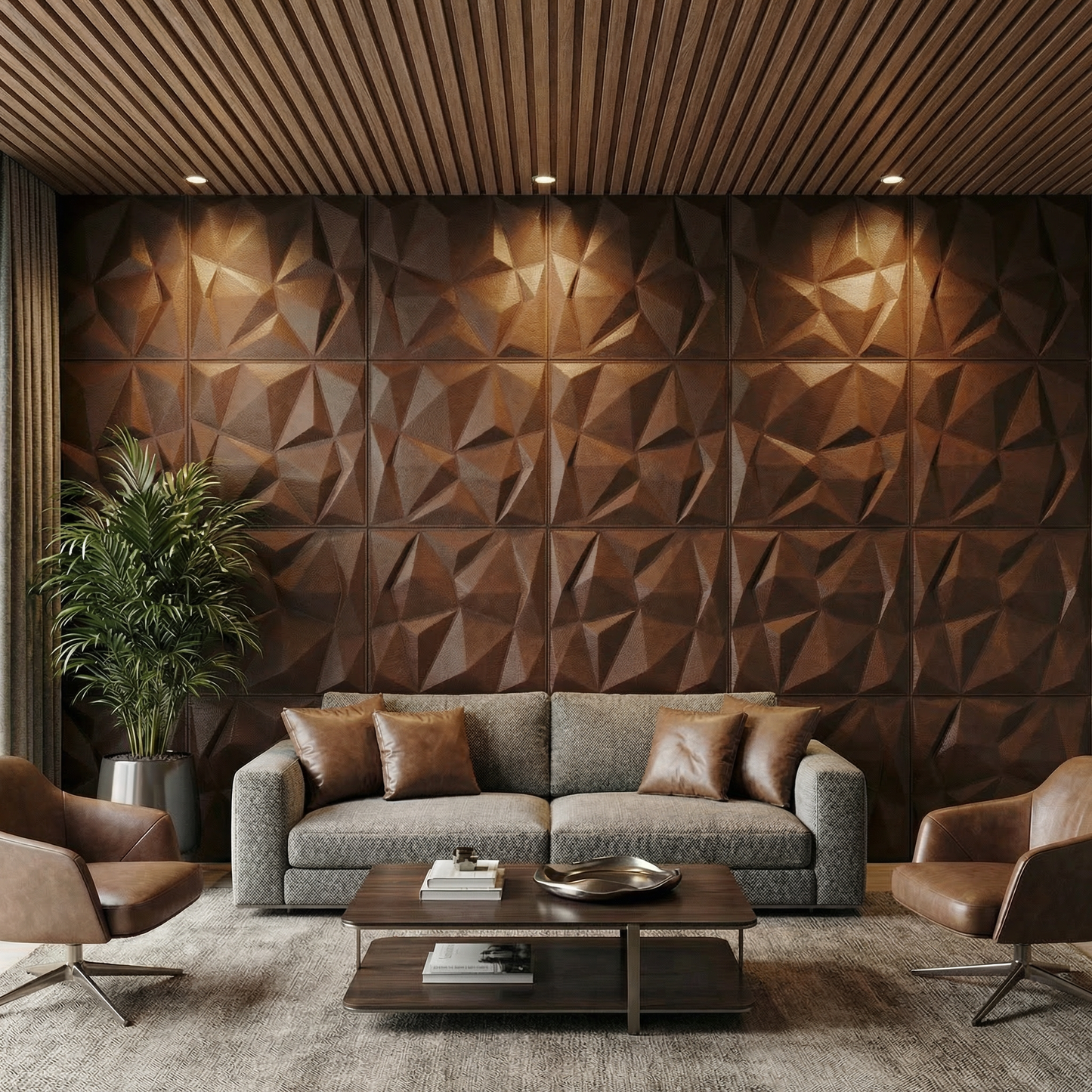 Diamond Fever Square 3D Leather Wall Panel