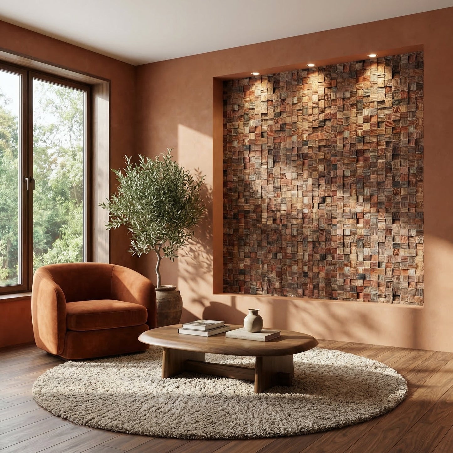 Rubix 3D Wood Wall Panel - Brown Tones (Set of 4 or 12)