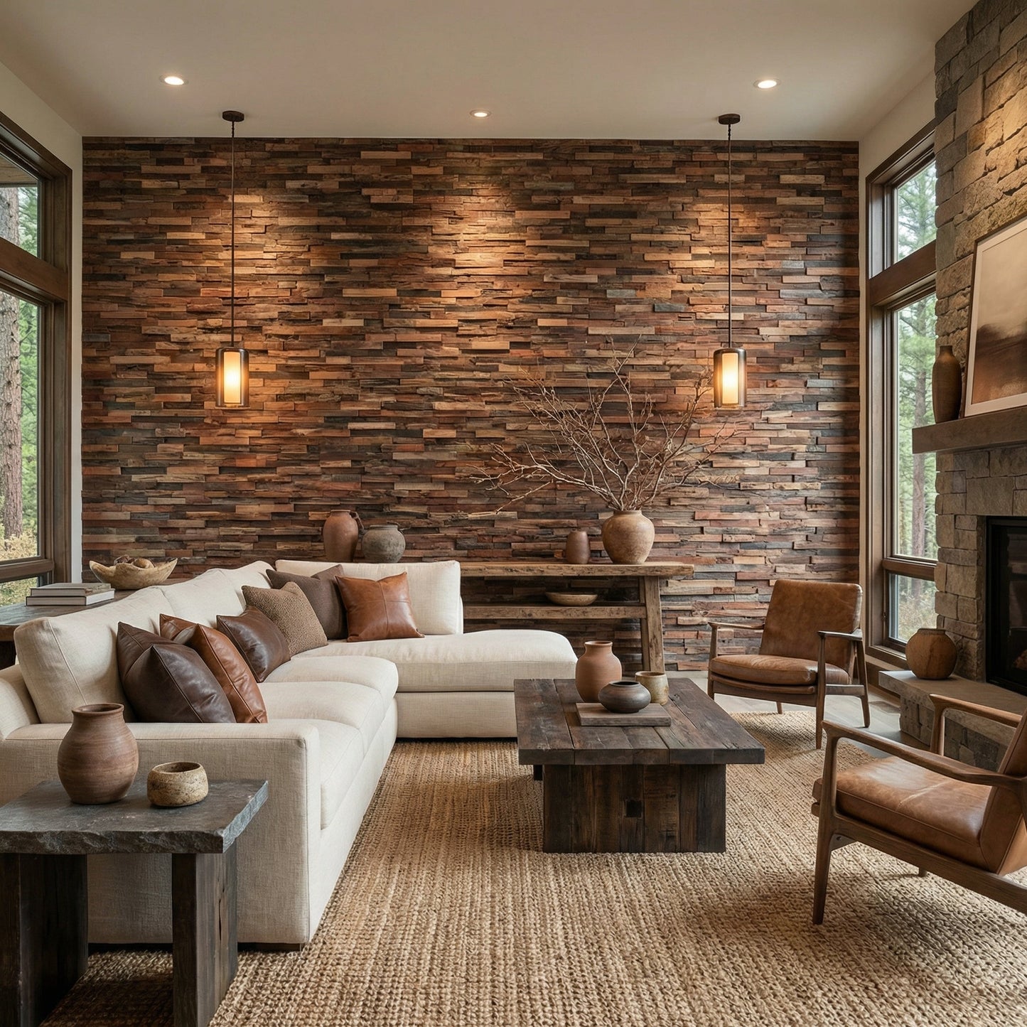 Haku 3D Wood Wall Panel - Brown/Grey Tones (Set of 4 or 12)