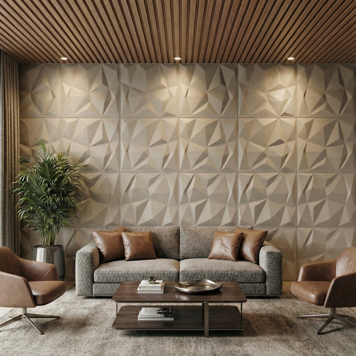 Diamond Fever Square 3D Leather Wall Panel
