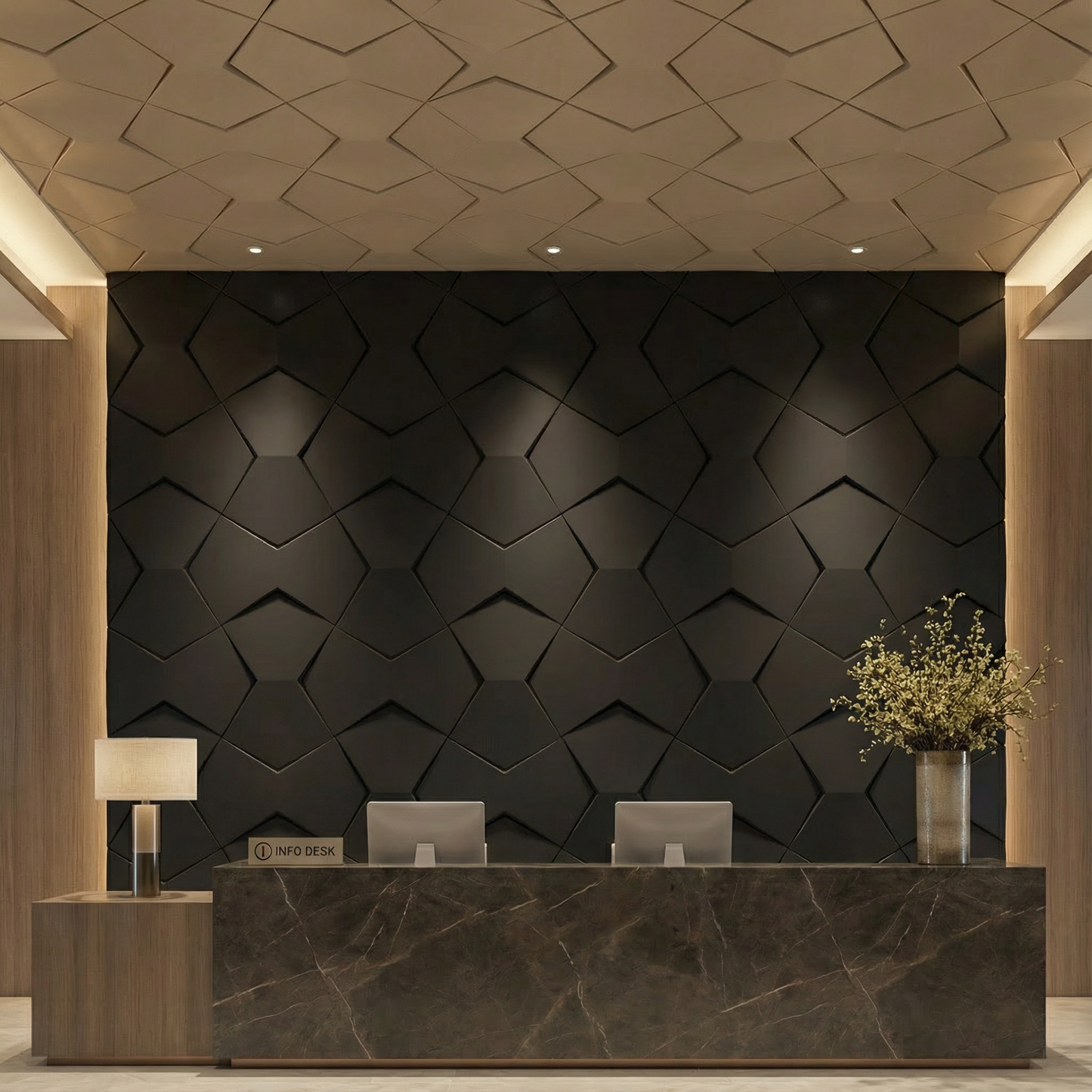 Bowtie Geometric 3D Leather Wall Panel