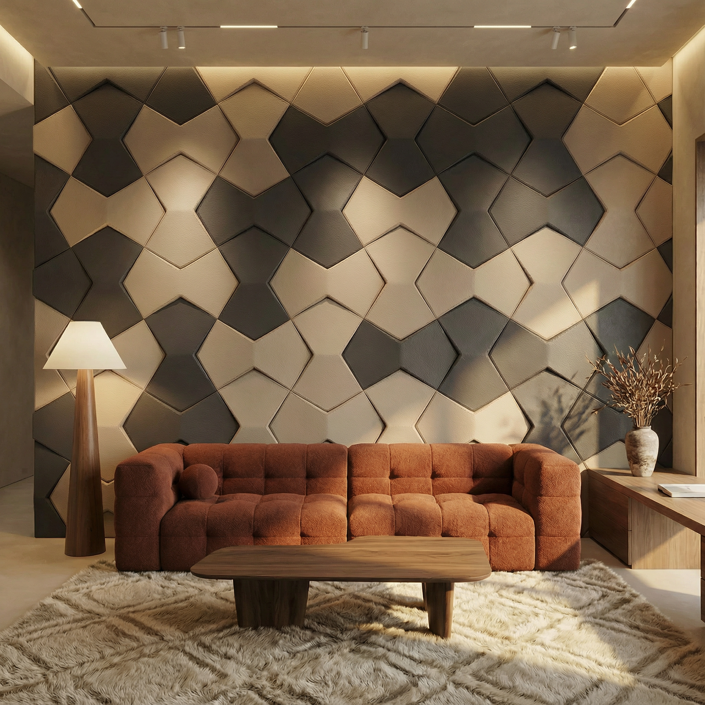 Bowtie Geometric 3D Leather Wall Panel