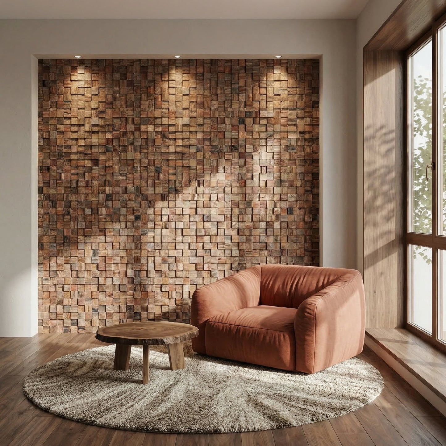 Rubix 3D Wood Wall Panel - Brown Tones (Set of 4 or 12)