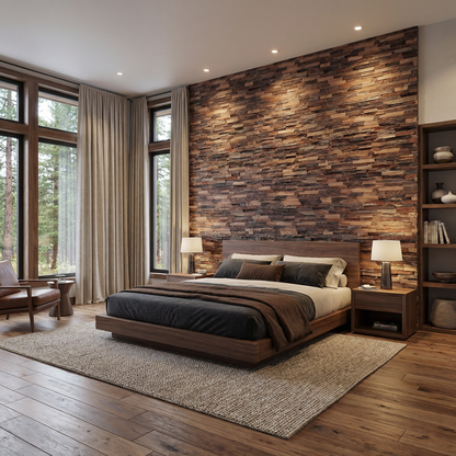 Haku 3D Wood Wall Panel - Brown/Grey Tones (Set of 4 or 12)