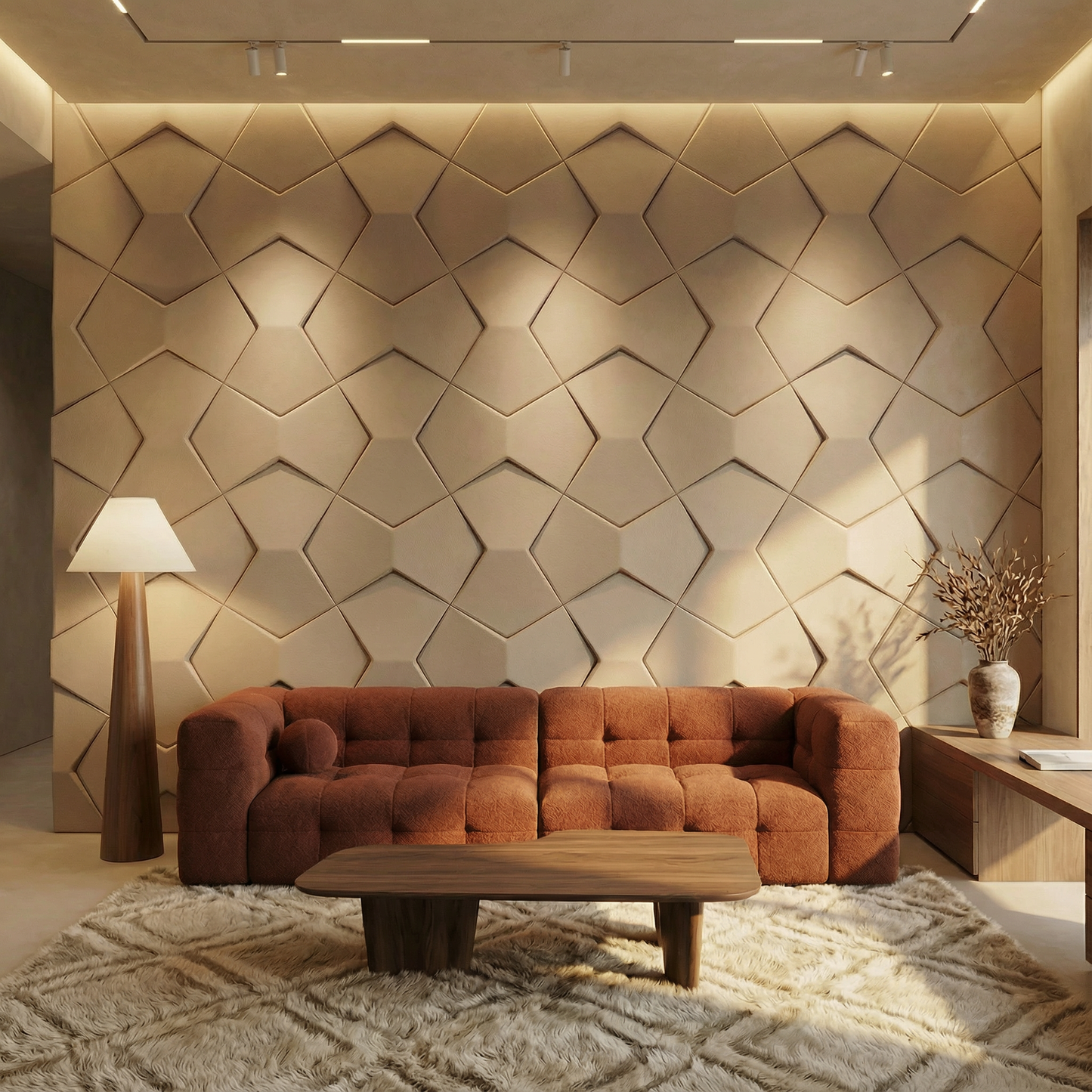 Bowtie Geometric 3D Leather Wall Panel
