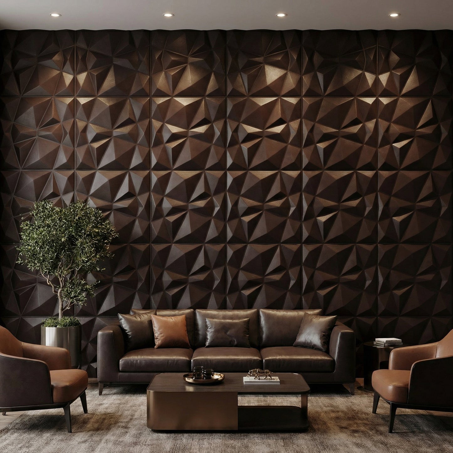 Diamond Fever Square 3D Leather Wall Panel