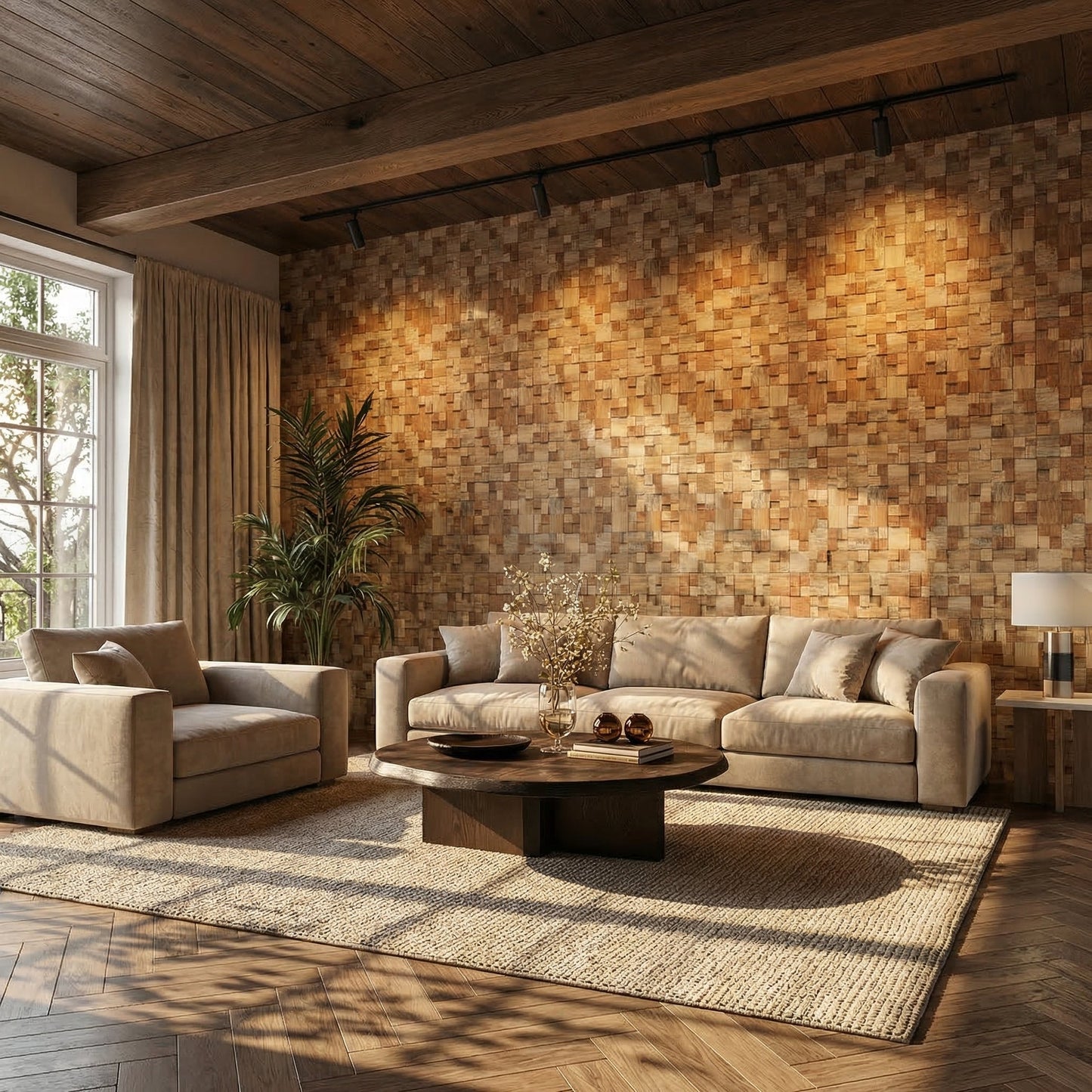 Cubbyhole Wood Mosaic Wall Panel