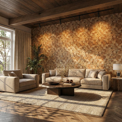 Cubbyhole Wood Mosaic Wall Panel