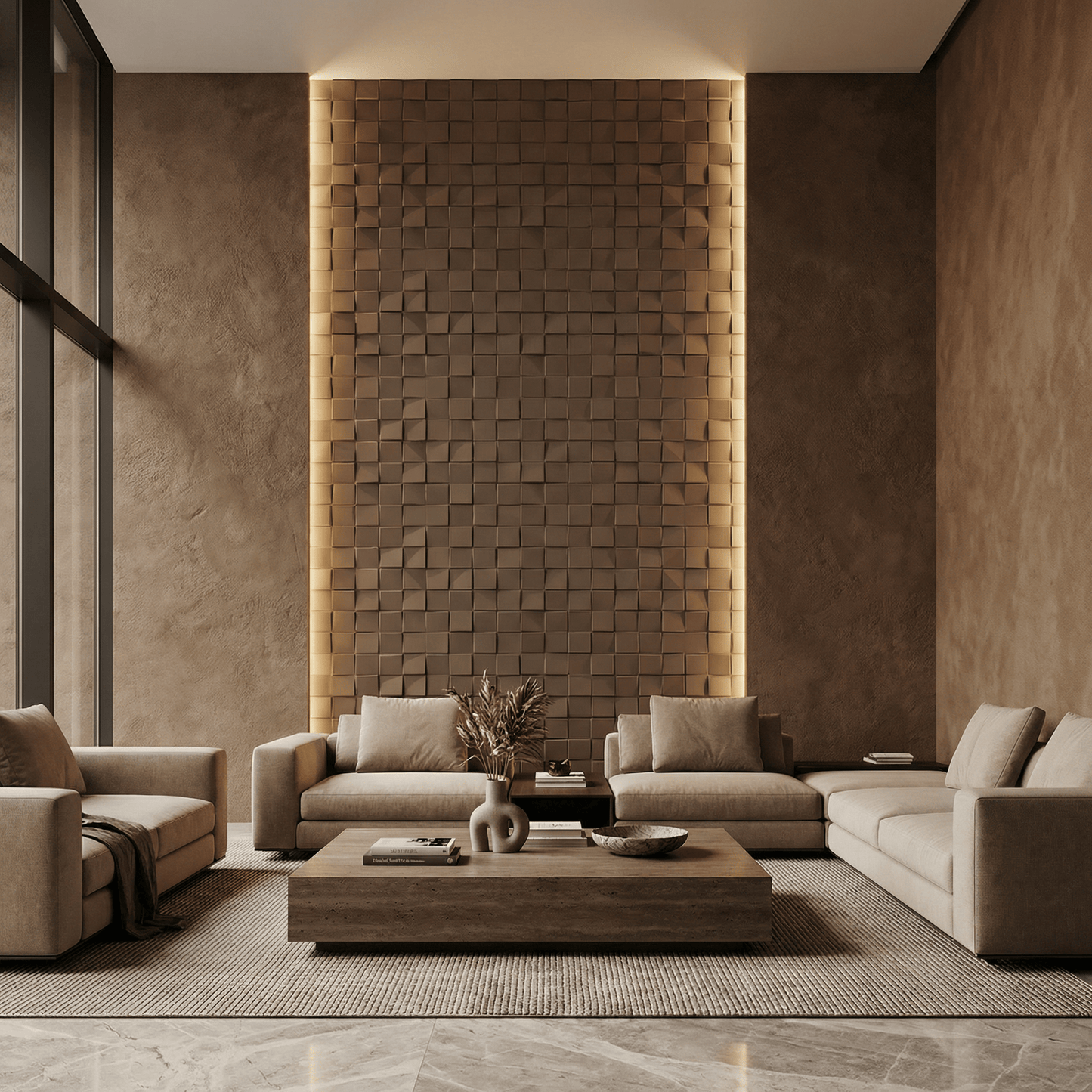 Ubiquitous Square 3D Leather Wall Panel
