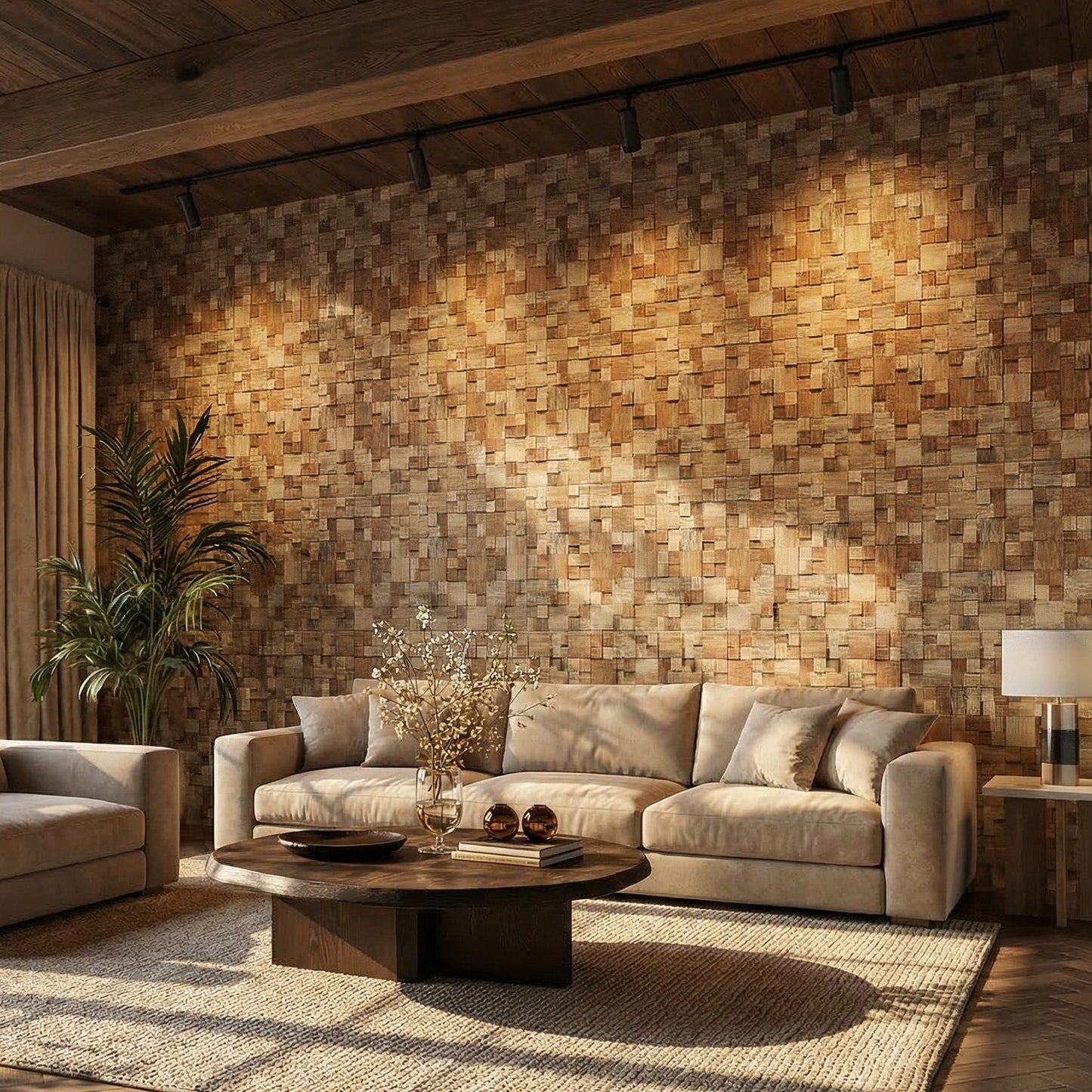 Cubbyhole Wood Mosaic Wall Panel