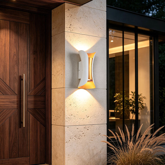 Up Down Lighting Wall Lights Modern Curved LED Waterproof Light (Set of 2)