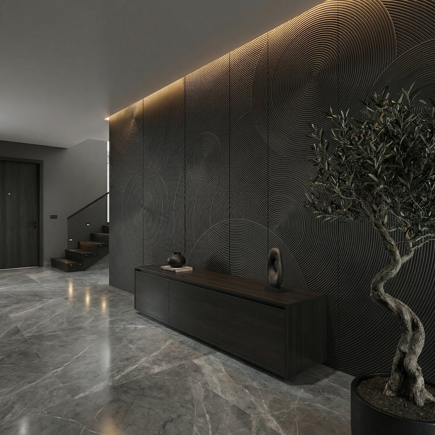Orbital Ring Grooved Wall Panel