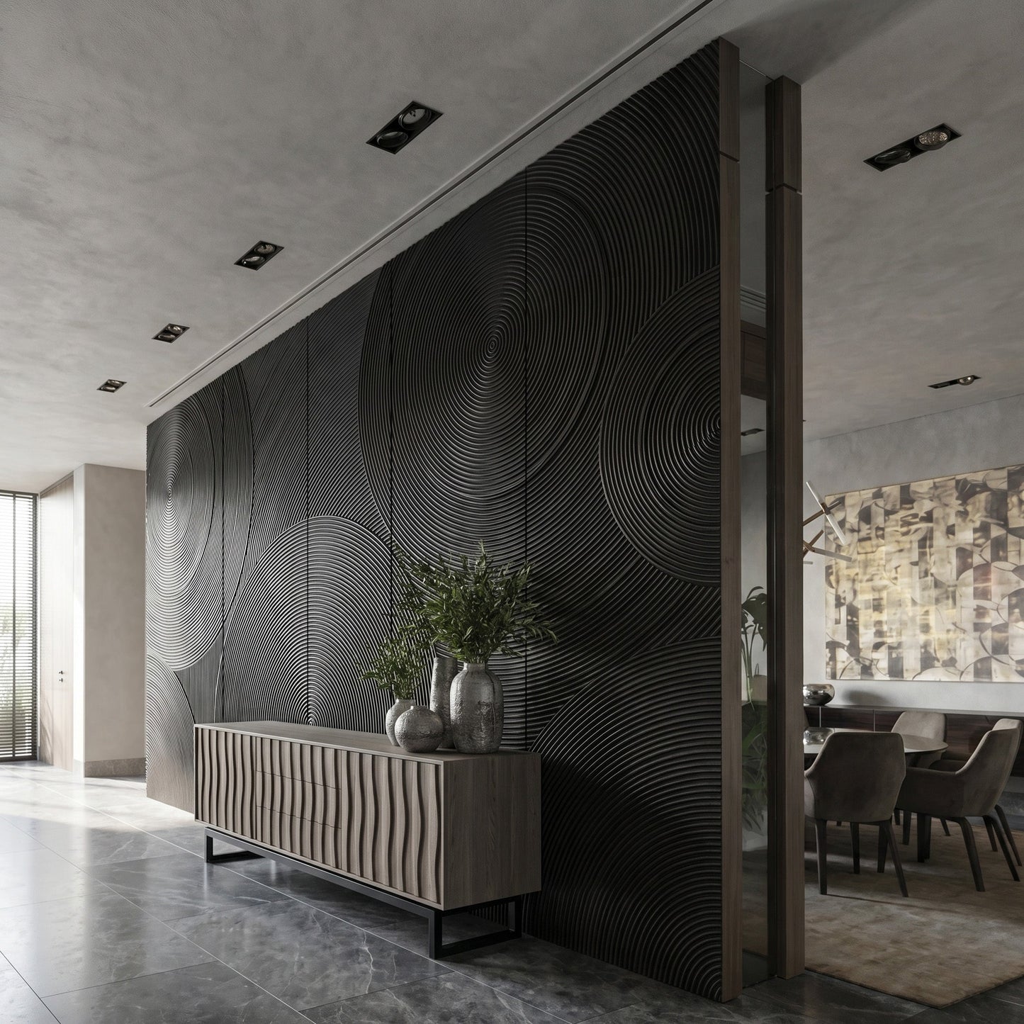 Orbital Ring Grooved Wall Panel