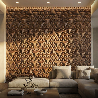 Parallelepiped Wood Mosaic Wall Panel