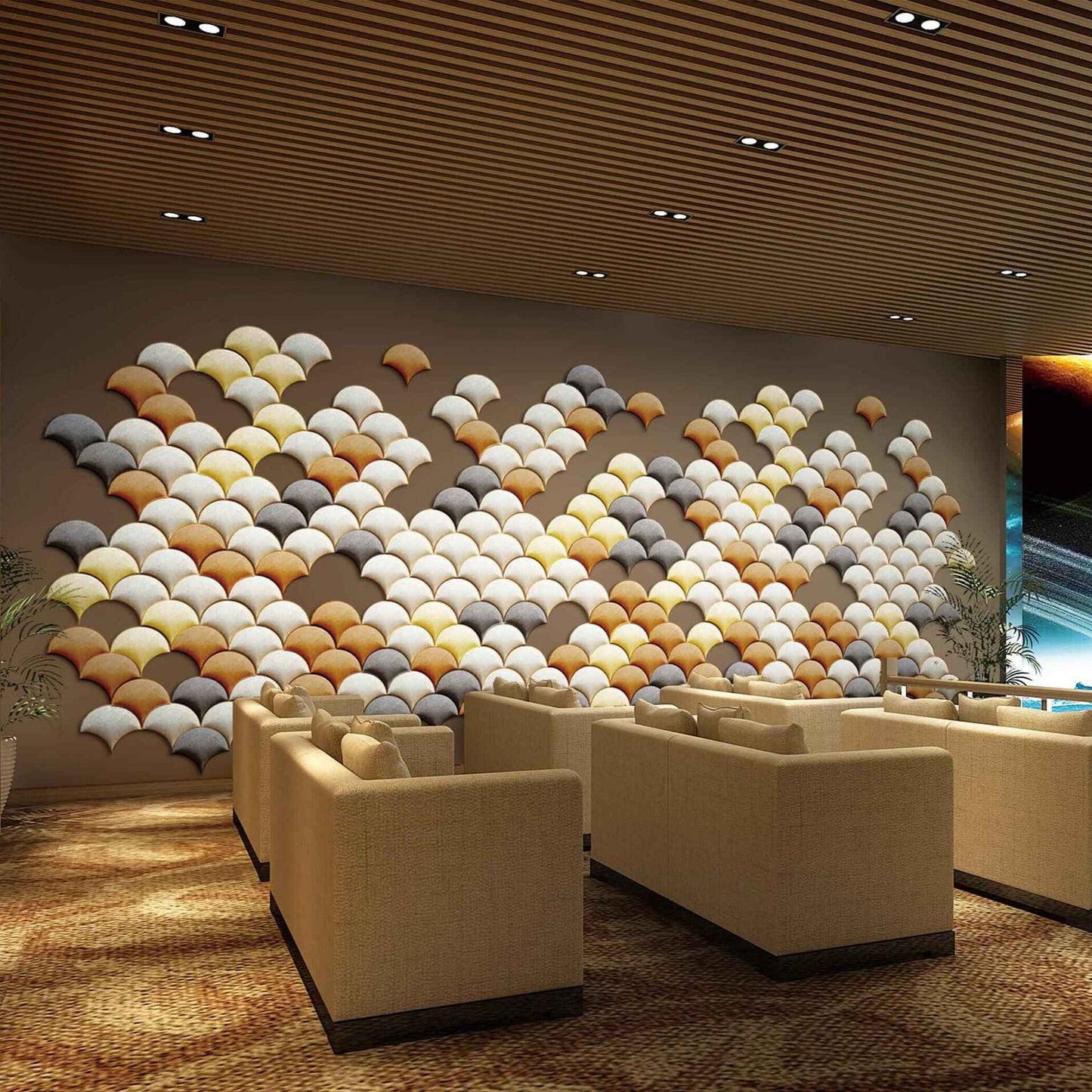 Mermaid Scales Geometric 3D Leather Wall Panel