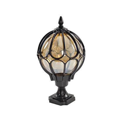 Outdoor Globe Pillar Lights Retro Glass Globe Copper Fence Post Light
