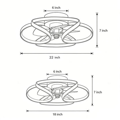 Flower Ceiling Fan with Light Modern LED Recessed Light