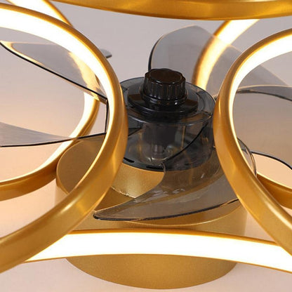 Flower Ceiling Fan with Light Modern LED Recessed Light