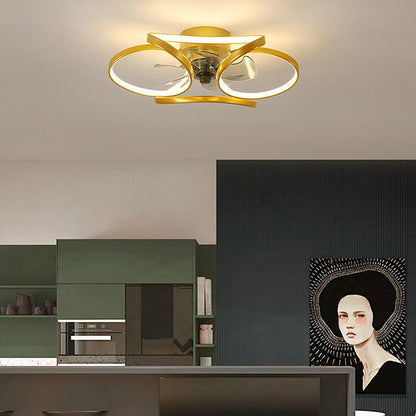 Flower Ceiling Fan with Light Modern LED Recessed Light