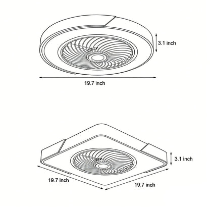 Flush Ceiling Fan with Light and Remote LED Bladeless Light