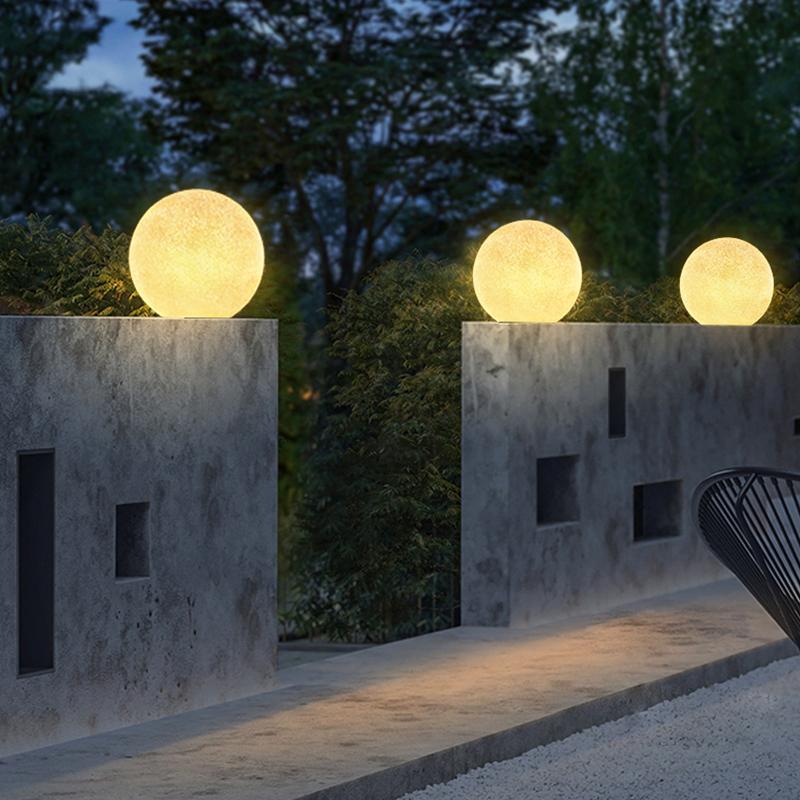 Globe Pillar Lights Modern LED Waterproof White Outdoor Light