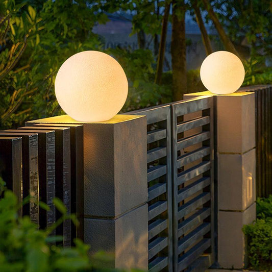 Globe Pillar Lights Modern LED Waterproof White Outdoor Light