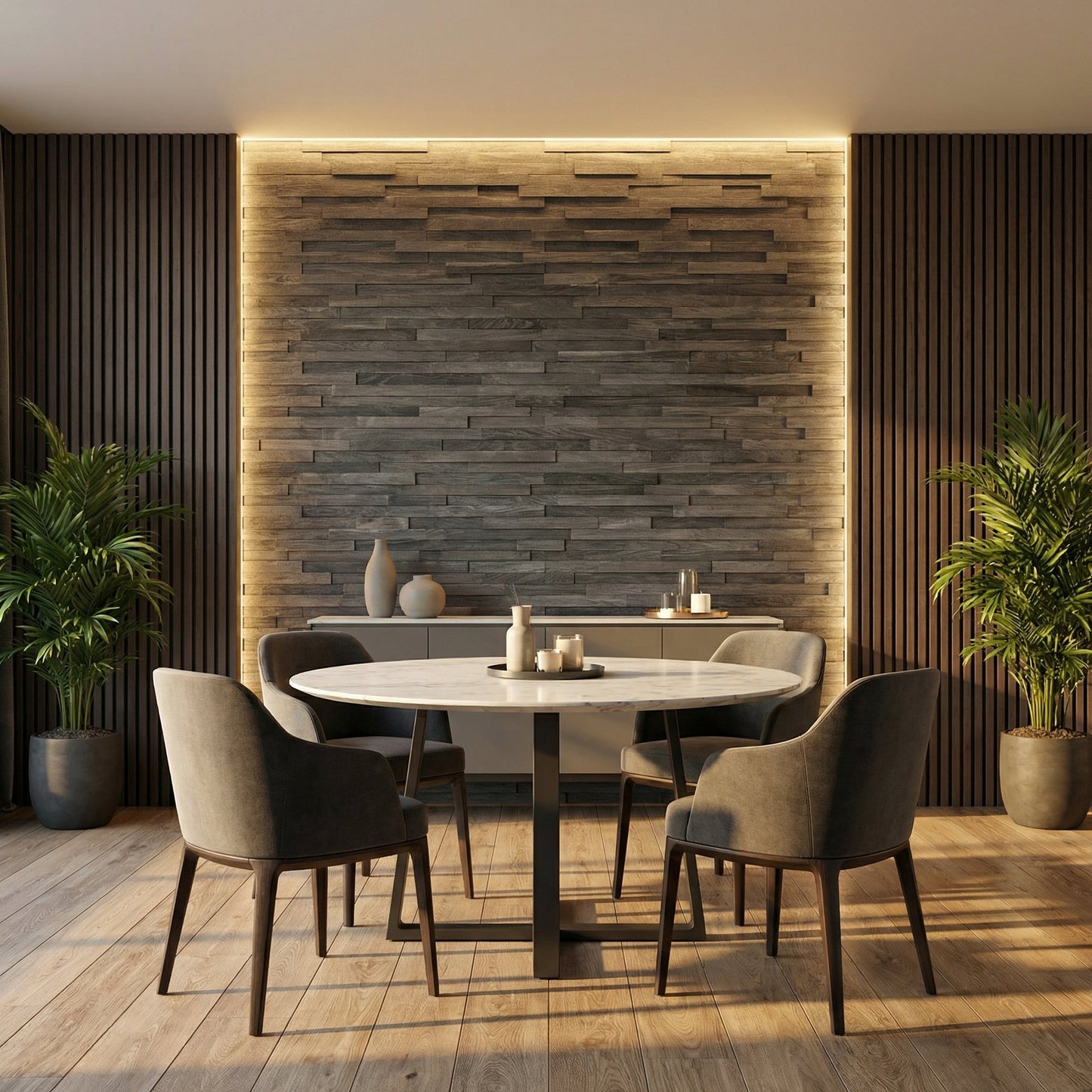 Meza 3D Wood Wall Panel - Brown/Grey/White Tones (Set of 4 or 12)