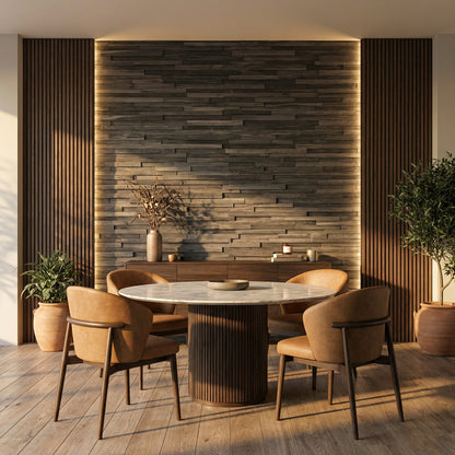 Antique Oak 3D Wood Wall Panel - Dark Grey Tone (Set of 4 or 12)