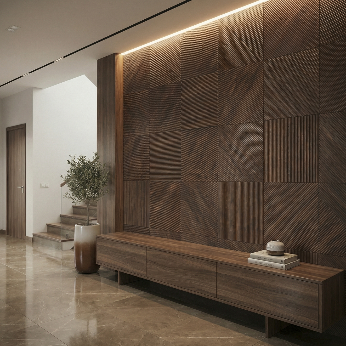 Newton Stained Wooden Wall Panel