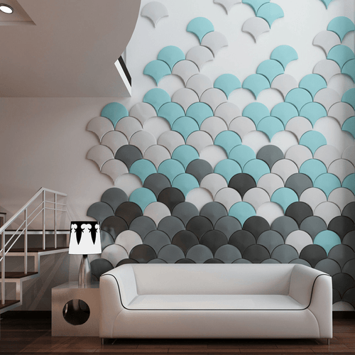 Mermaid Scales Geometric 3D Leather Wall Panel