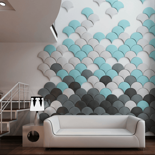 Mermaid Scales Geometric 3D Leather Wall Panel