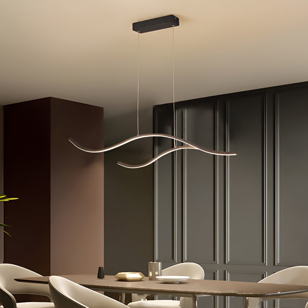 Curved LED Pendant Light Wavy LED Metal Ceiling Light