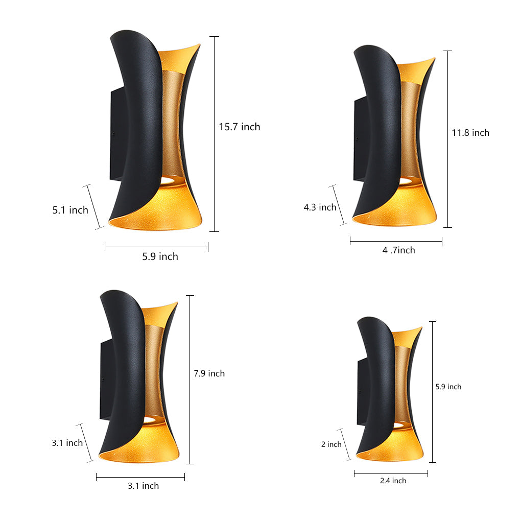 Up Down Lighting Wall Lights Modern Curved LED Waterproof Light (Sold in Sets)